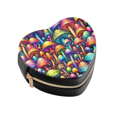 Imagem de Burbuja Caixa de joias colorida em forma de coração, mini estojo de joias de viagem para mulheres e meninas, organizador portátil de armazenamento para brincos, anéis, colares e pulseiras