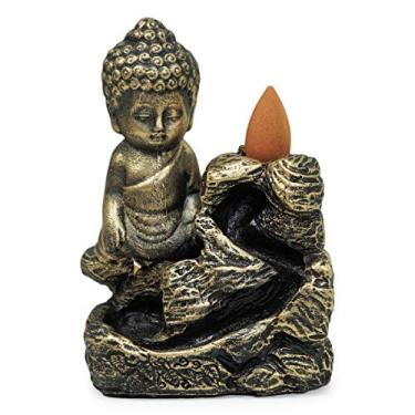 Imagem de Incensário Cascata Buda Menino + 5 Incensos Cascata (Dourado)