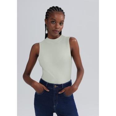 Imagem de Regata Básica Feminina Gola Alta Em Ribana Canelada - Hering Adulto, X