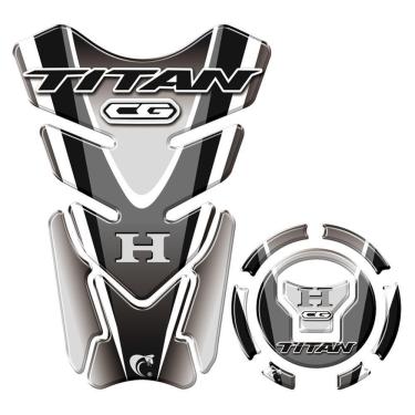 Imagem de Kit Adesivo Protetor De Tanque E Bocal Honda Cg Titan Preto Preto