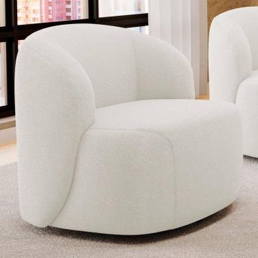 Imagem de Poltrona Decorativa Orgânica Living Leez Giratória Bouclê Off White - Desk Design