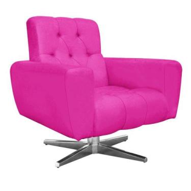 Imagem de Poltrona Decorativa Pietra Suede Pink com Base Estrela Giratória em Aç