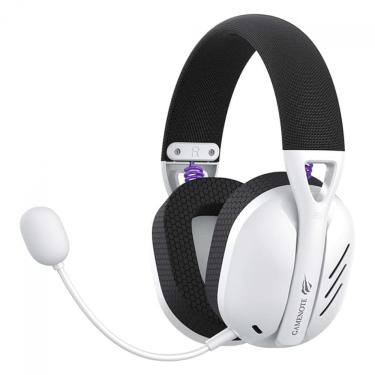 Imagem de Headset Gamer Sem Fio Havit Fuxi H3 - Bluetooth, 2.4GHz, USB-C ou Cabo P3 - Branco e Preto