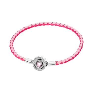 Imagem de Pulseira Feminina De Prata Esterlina 925 17-20CM Com Pingentes De Cora