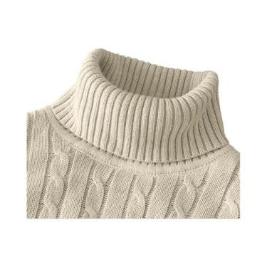 Imagem de Suéter Masculino De Gola Alta Em Tricô Quente Casual De Lã Pulôver Par