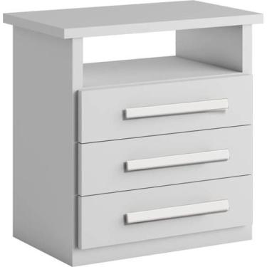 Imagem de Mesa de Cabeceira 3 Gavetas Malibu-Branco Bianchi - Bianchi Móveis