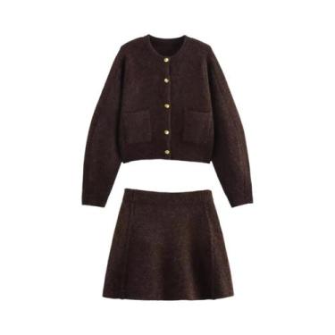 Imagem de Conjunto De Vestido Feminino Com Jaqueta Tricotada E Saia, Decoração C