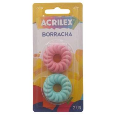 Imagem de Borracha Biscoitinho Blister com 2 Unidades - Acrilex, Vermelho e Verd