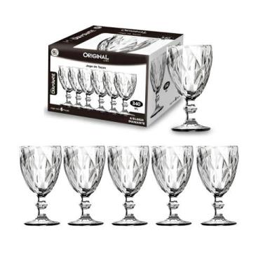 Imagem de Jogo de 6 Taças Para Vinho Água Bebida Diamante 260ml - Diamond House 