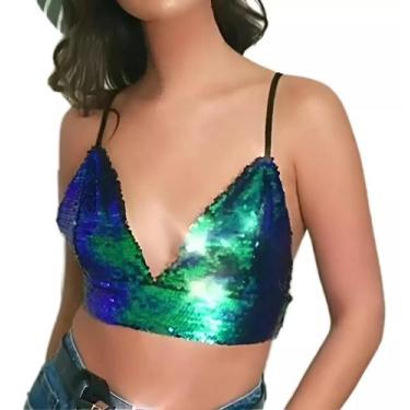 Imagem de G2202- Top Cropped Blusa Feminina Paetê Carnaval Festa Balada - Xumi, 