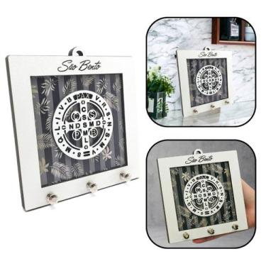 Imagem de Porta Chaves Parede Medalha De São Bento De Madeira Mdf - FORNECEDOR 6
