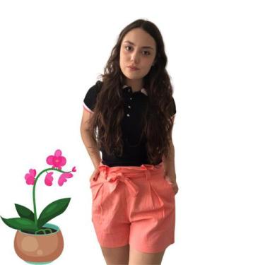 Imagem de Shorts CloChard Linho Dona Popi Feminino Cor Salmão, G