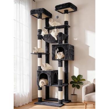 Imagem de Hey-brother Torre de árvore alta para gatos, postes resistentes para arranhar com plata...