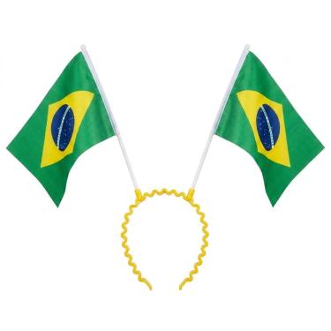 Imagem de Tiara Plástico com Bandeira Tecido 14x21cm
