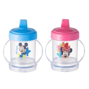 Imagem de Copo infantil com tampa para bebê com bico 250ml mickey ou minnie rosa
