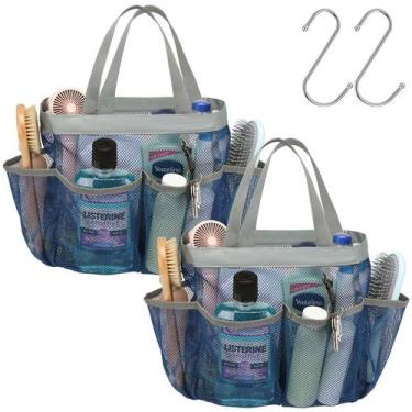 Imagem de Shower Caddy F-color Mesh portátil, 2 alças e 7 bolsos, pacote com 2