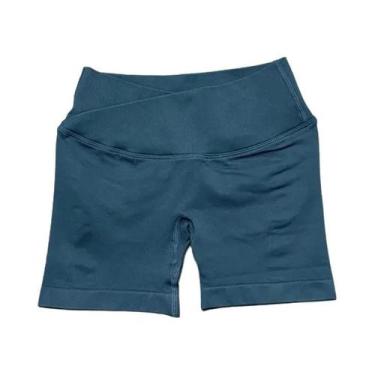 Imagem de Shorts De Yoga Sem Costura Para Mulheres Com Cintura Cruzada De 4,5 Po
