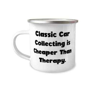 Imagem de Presente clássico exclusivo para coleção de carros, coleção clássica de carros é mais do que terapia, caneca de acampamento de sarcasmo de 355 ml para homens e mulheres de