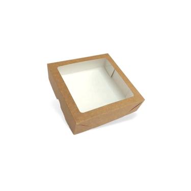 Imagem de Caixa Papel Kraft Presente 15x15x4 Com Visor Pvc 20 Un