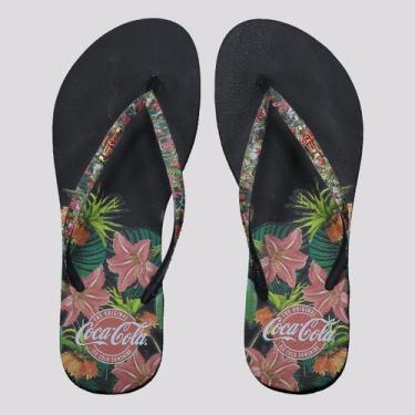 Imagem de Chinelo Coca Cola Tropical Forest Feminino Preto - Coca-Cola