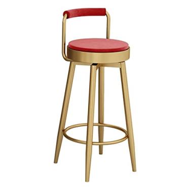 Imagem de Banco de Bar de Cozinha, Altura de Balcão de Bar, Banco de Bar com Ilha de Metal Com Encosto, Cadeira Estofada Ergonomicamente, Cozinha Doméstica, Sala de Estar, Sala de Jantar, Bar, Altura: 65 Cm