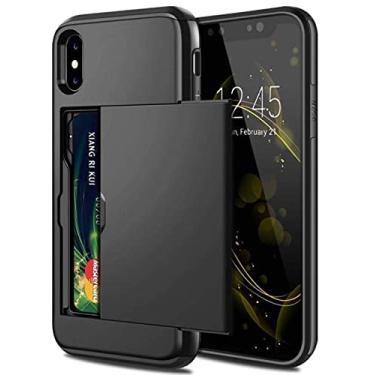 Imagem de Para iphone 13 12 mini 11 pro xs max xr x capa titular do slot para cartão para iphone 8 7 6 s plus se 2 2020 5 5 s caso, preto, para iphone 5 5s se