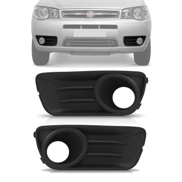 Imagem de Par Moldura Farol de Milha Fiat Palio e Siena Economy 2009 2010 2011 2012 2013 2014 - Preto