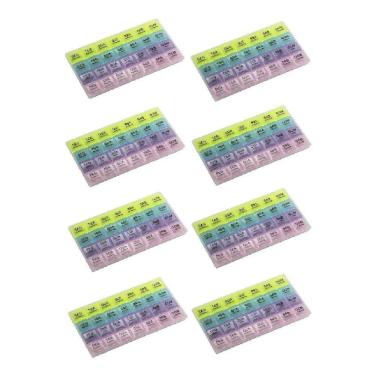 Imagem de Kit 8 Pçs Caixa Para Medicamento Porta Comprimidos Semanal Diário 28 Compartimentos