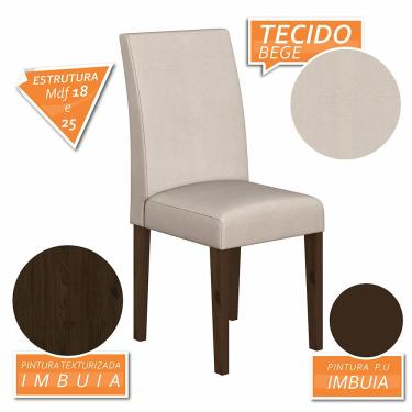 Imagem de Kit 2 Cadeiras Estofadas Sofia Imbuia/bege - Móveis Arapongas
