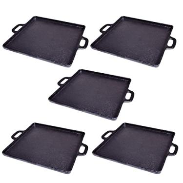 Imagem de Kit 5 Bifeteira de Ferro Lisa Quadrada Alça Ferro 30x30cm