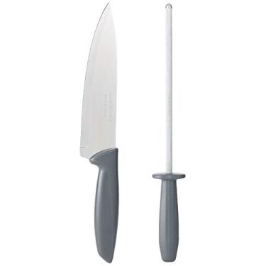 Imagem de TRAMONTINA 23498/611, Conjunto único que contém Faca Chef 7'' e Chaira 8'', Cinza