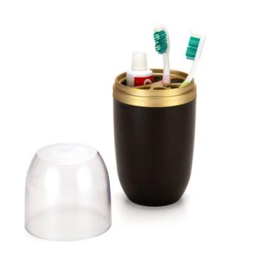 Imagem de Porta Escovas e Pasta de Dente Preto e Dourado Arthi