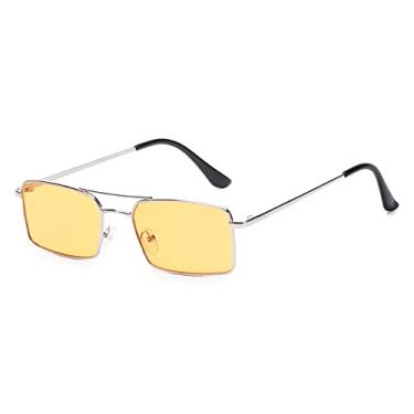 Imagem de Óculos de sol retangulares sem aro da moda, óculos vintage quadrados, design de luxo, armação retrô, unissex, óculos gradientes, óculos UV400, C3, A