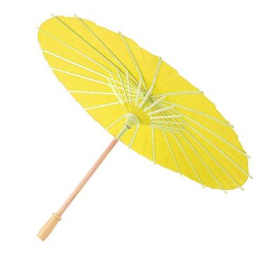 Imagem de Adereços de decoração de guarda-chuva de papel branco em branco para crianças pintura à mão DIY (amarelo)