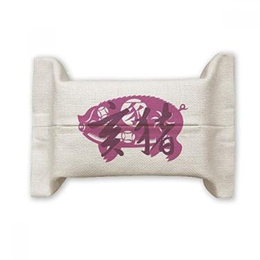Imagem de Ano Novo de Porco Animal China Zodíaco Suporte de capa de papel de tecido de algodão saco de linho