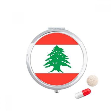 Imagem de Caixa de comprimidos com a bandeira nacional do Líbano, caixa de armazenamento de remédios