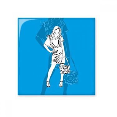 Imagem de Pedra adorna de tijolos vitrificados com azulejo de cerâmica azul