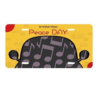 Imagem de DIYthinker Notas musicais roxas escuras, placa de licença preta, etiqueta decoração de carro, dia da paz