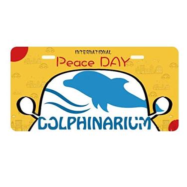 Imagem de Placa de carro com estampa de golfinho de natação azul oceano decoração de carro dia da paz