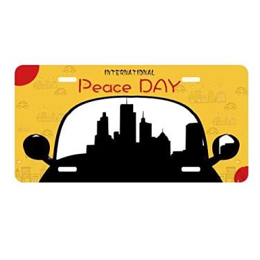 Imagem de DIYthinker Placa para placa de carro com arranha-céus e ópera de Sydney da Austrália Decoração para o Dia da Paz