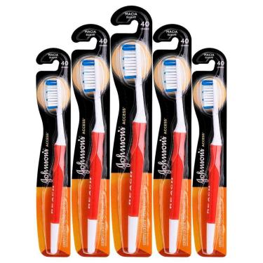 Imagem de Kit 5 Escovas Dental J&j Reach Access Macia Grande 40