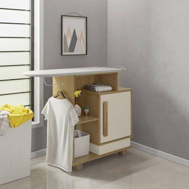 Imagem de Armário Multiuso com Tábua de Passar 1 Porta Havaí Cinamomo/Off White