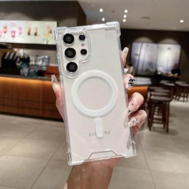 Imagem de Capa magnética de carga sem fio original para Samsung S23 S22 S21 S20 FE Plus Note 20 Ultra A23 A14 A34 A54 Capa transparente, transparente, para SamsungS20 Ultra