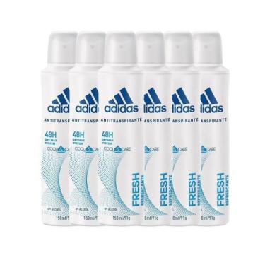 Imagem de Kit Desodorante Aerossol Adidas Feminino Fresh 150ml - 6 Unidades