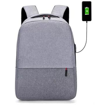 Imagem de Mochila Impermeável mochilas escolar e viagens Para Notebook Masculina/Feminina basica com USB (cinza/cinza)