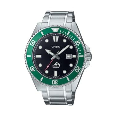 Imagem de Casio Série MDV106 | Relógio analógico unissex | 200 m WR | Caixa de aço inoxidável | Pulseira de resina | 2 ponteiros analógicos (HR, min, SEC) | Exibição da data | Coroa rosqueada/parte traseira da