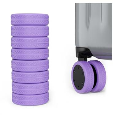 Imagem de AWINNER Pacote com 8 capas para rodas de bagagem – Capas protetoras de silicone para a maioria das 8 malas de rodas giratórias ou rodízios de cadeira de escritório, duráveis, silenciosas e com