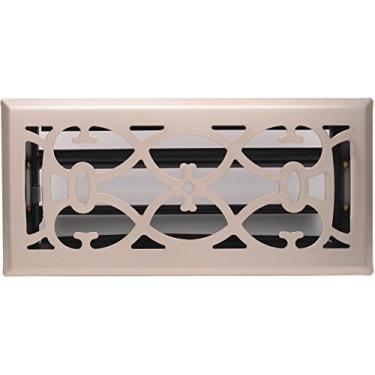 Imagem de Grade de registro de piso vitoriana de níquel de 10 x 30 cm - Grelha decorativa moderna Contempo - Cobertura de duto de ventilação HVAC - Níquel escovado