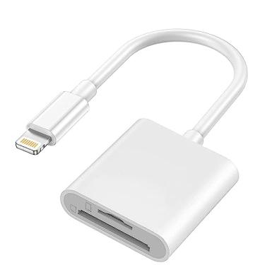 Imagem de Naiyal Adaptador de slot de cartão duplo Lightning para SD e TF, leitor de cartão de memória micro SD/SD certificado pela Apple MFi para iPhone 14 13 12 11 Pro Max XS XR X 8 iPad, Plug and Play