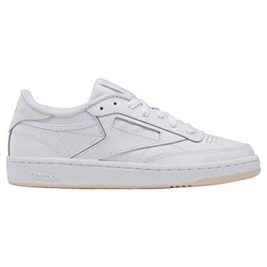 Imagem de Reebok Tênis feminino Club C 85 Classic com cadarço, Branco/Rosa, 35